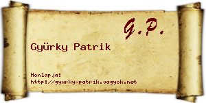 Gyürky Patrik névjegykártya